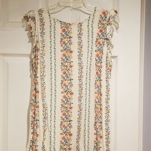 White shift dress with multi-floral pattern